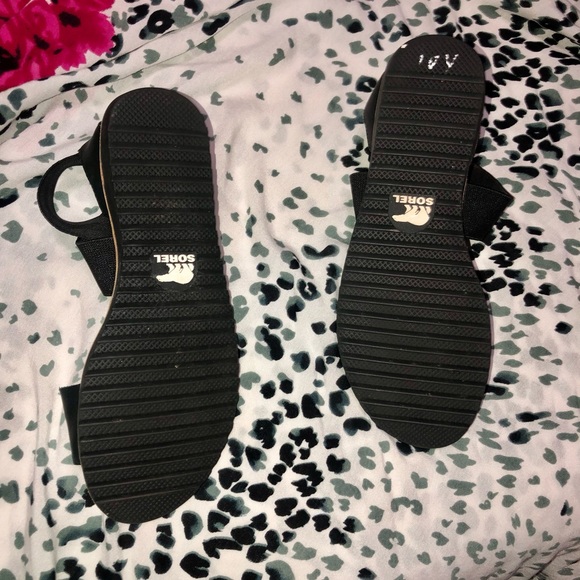 Sorel Ankle Strap Sandals Ella Black Size 7 - Picture 3 of 5